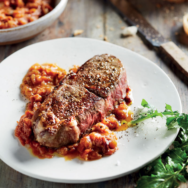 Grilled steaks with tomatoandanchovy sauce Woolworths TASTE