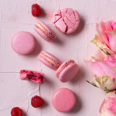 Rose-and-raspberry macarons