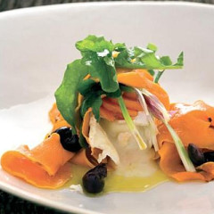 Roasted shaved butternut with baked goat’s milk cheese