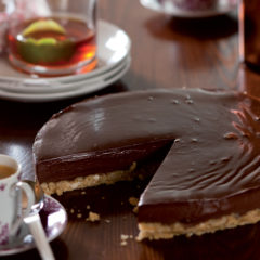 Crushed Amaretti and dark chocolate tart