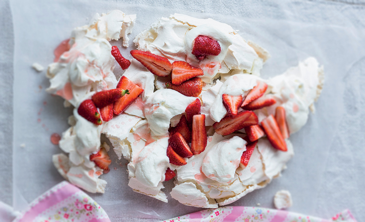 Strawberry-and-cream pavlova recipe