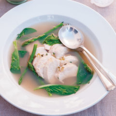 Poached chicken breasts