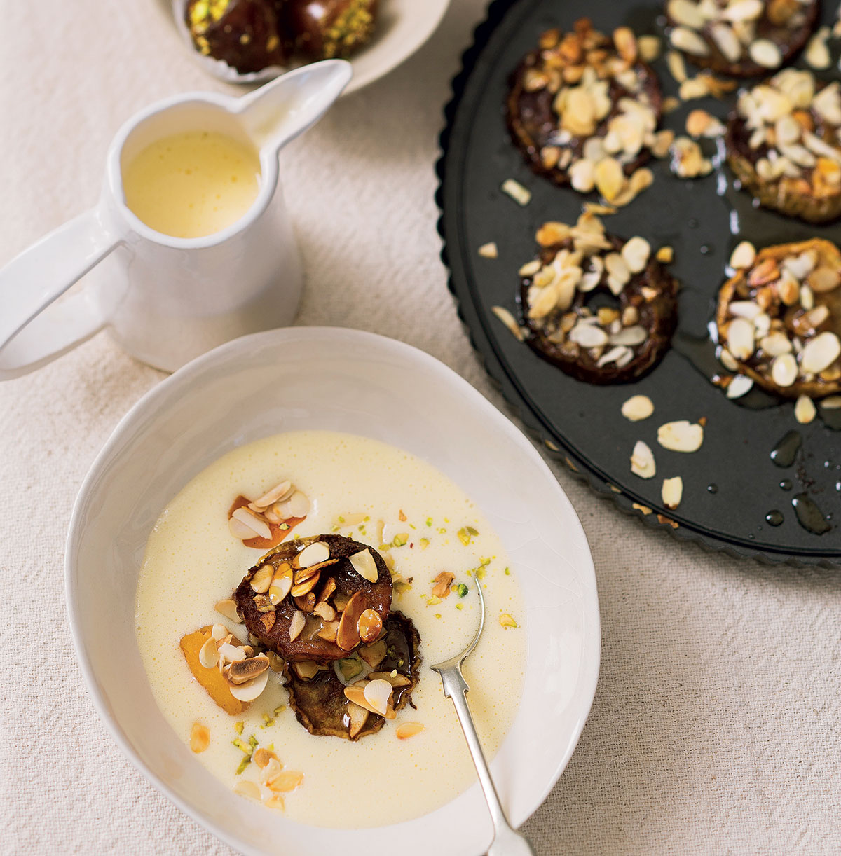 Spiced apple slices with almonds and stuffed dates | Woolworths TASTE