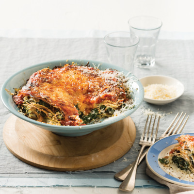 Spinach-and-ricotta pancake lasagne