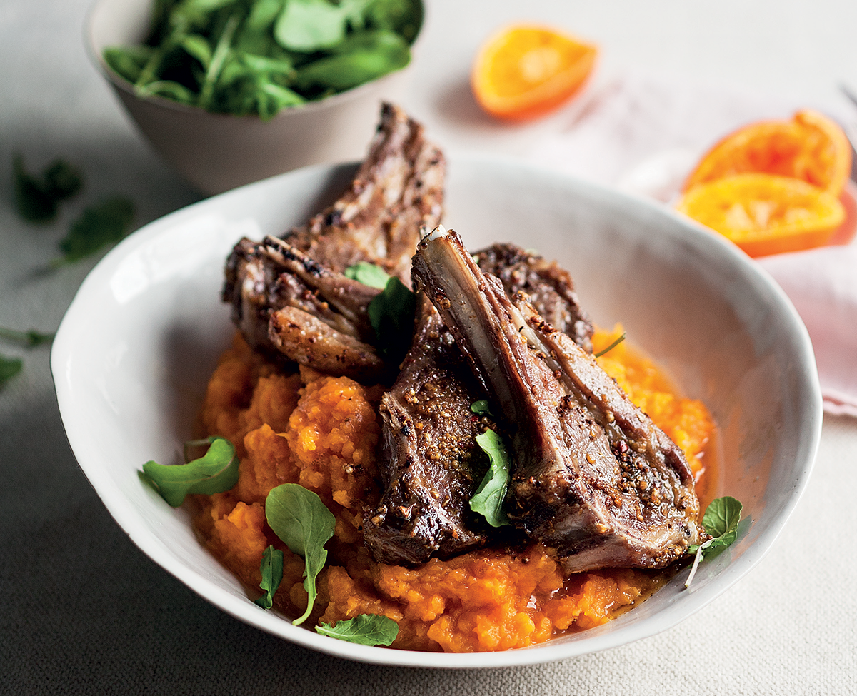 Barbequespiced grilled lamb chops with sweetpotato mash Woolworths