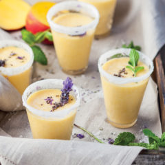 Mango lassi with lavender sugar