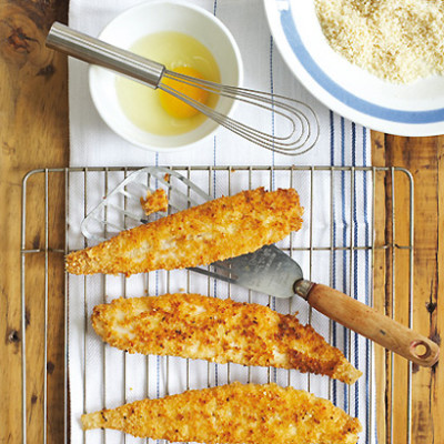 Almond and Parmesan crusted soles