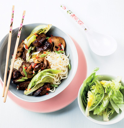 Asian-style pork with mushrooms and lettuce | Woolworths TASTE