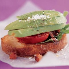 Avocado and pancetta stack