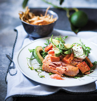 Avocado, paw-paw and seared salmon salad | Woolworths TASTE