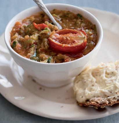 Baby marrow and tomato soup with mustard-and-celeriac remoulade | Woolworths TASTE