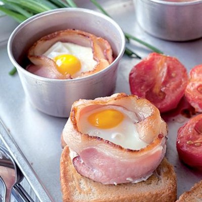 Baked bacon and egg breakfast
