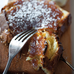 Baked custardy brioche with syrup