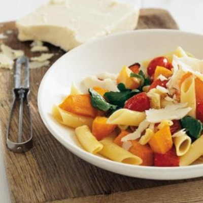 Penne with baked butternut and tomato sauce