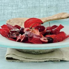 Beetroot, strawberry and cherry salad with oregano dressing