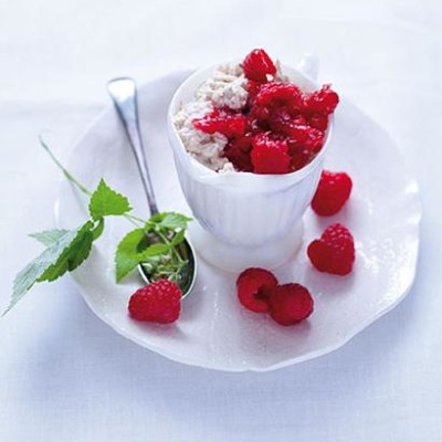 Bircher muesli with raspberry compote