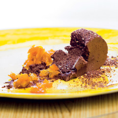 Bitter chocolate mousse and clementine marmalade