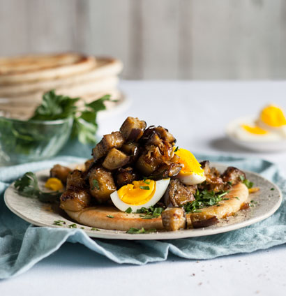 Braised brinjal and onion with hardboiled egg | Woolworths TASTE