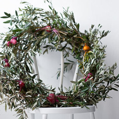 Bright beetroot and olive branch Christmas wreath