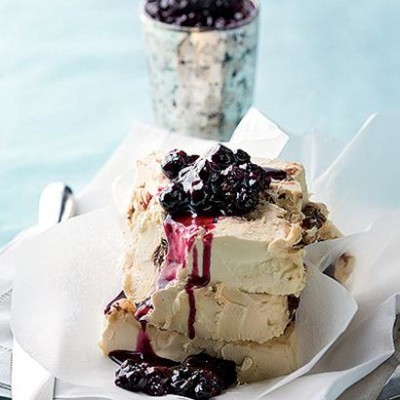 Burst blueberry compote and soft cheese