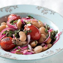 Butter bean and anchovy mint salad