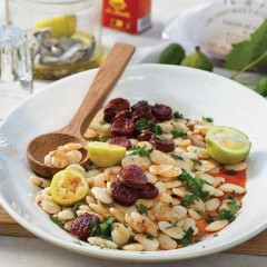 Butter beans with pan-fried chorizo