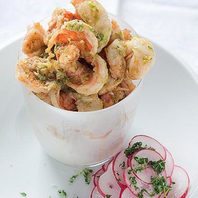 Butterflied lemon-and-lime prawns