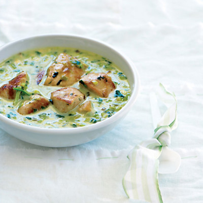 Caramelised leek and chicken coconut curry
