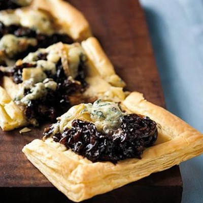 Caramelised onion and blue cheese tart