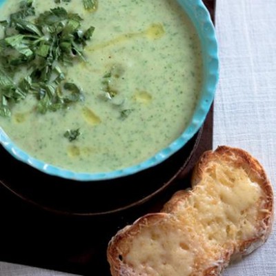 Celeriac and potato soup with grilled cheese croutons