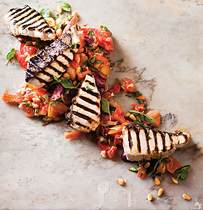 Chargrilled yellowtail with exotic tomato and butter bean salad | Woolworths TASTE
