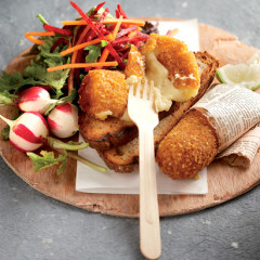 Cheese croquettes with beetroot and carrot salad