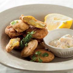 Chickpea-battered sweet potato fritters