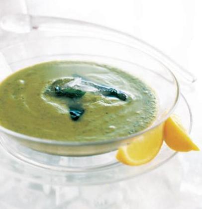 Chilled summer squash and basil soup