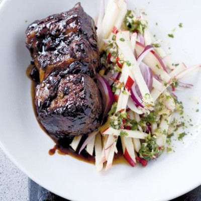 Chilli and soya roasted short ribs with apple slaw