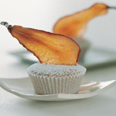 Cinnamon friands with sweet pear crisps