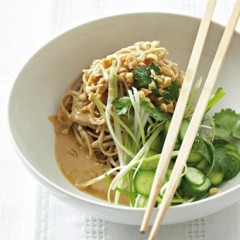 Cold soba noodles with peanut sauce