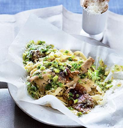 Creamy leek, shiitake mushroom and baked fresh pasta parcel | Woolworths TASTE