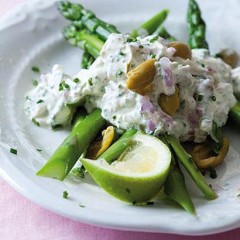 Crisp asparagus with healthy creme fraiche mayonnaise