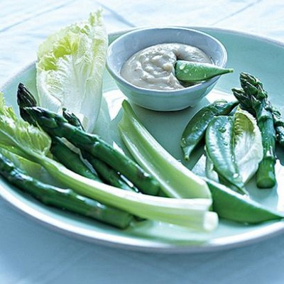 Crisp vegetables with hot anchovy dip