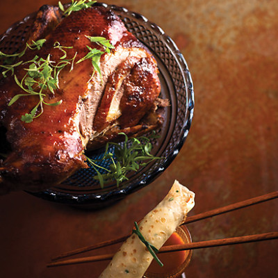 Crispy Peking duck with hoisin and guava drizzle
