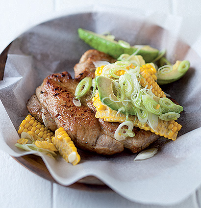 Cumin and lemon pork chops and corn salsa | Woolworths TASTE