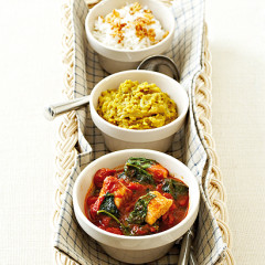 Curried fish with dhal