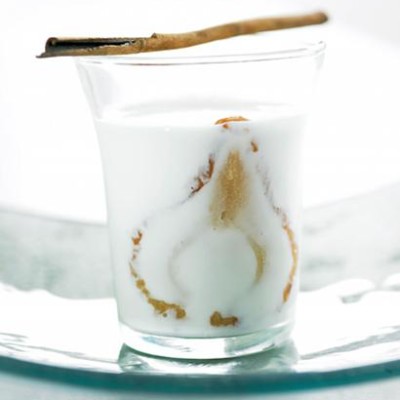 Dried pear and buttermilk panna cotta
