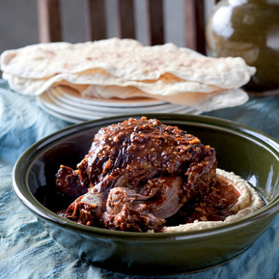 Eight-hour melt-in-the-mouth lamb simmered in chermoula, honey and saffron