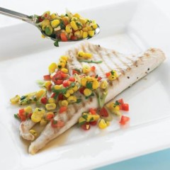 Fish steaks with Mexican corn salsa