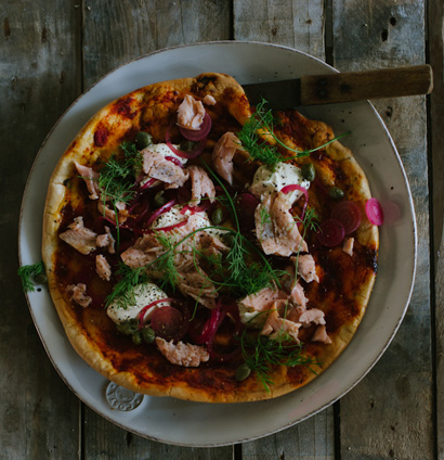 Flaked trout & creme fraiche pizza recipe | Woolworths TASTE