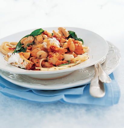 Florentine scallops on lemon minted spaghetti recipe | TASTE