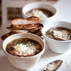 French onion soup with Parmesan croutons