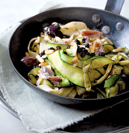 Fresh pasta, baby marrow, anchovies & olives recipe | TASTE